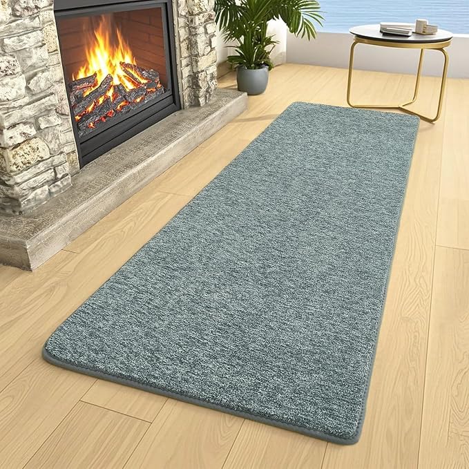 AROGAN 2x6 Runner Rug for Hallway, Long Runner Rugs Non Slip, Grey & Green | Soft Washable Memory Foam Carpet for Bedroom, Non Slip Backing Runners Rug for Hallways, Kitchen, Bathroom, Entryway Home