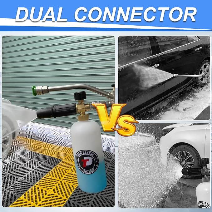Tool Daily Foam Cannon with Dual Connector Accessory, 1/4 Inch Quick Connector, 5 Pressure Washer Nozzle Tips, 1 Liter