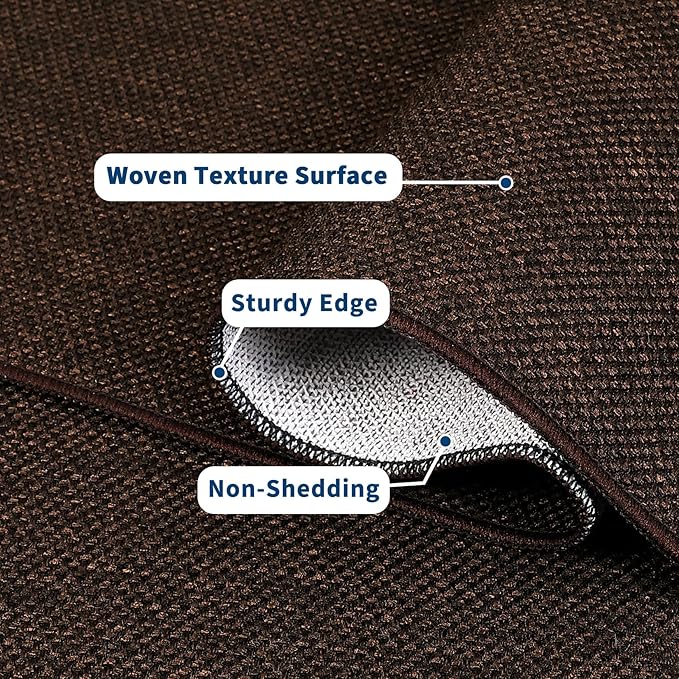 Garvee Large Washable Rug 9x12 Modern Solid Rugs for Living Room Brown | Non Slip Woven Textured Bedroom Rug Ultra-Thin Non-Shedding Farmhouse Carpet Neutral Foldable Throw Rugs for Bedroom Office