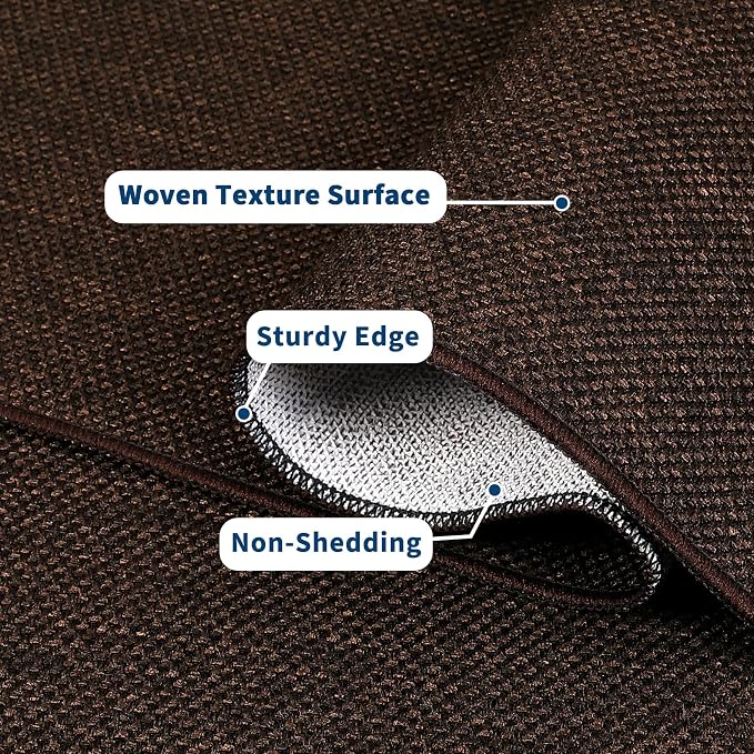 Garvee Woven Textured Area Rug 5x7 Washable Rugs for Living Room Brown | Non Slip Non-Shedding Bedroom Rug Ultra-Thin Low Pile Carpet Farmhouse Neutral Floor Mat for Nursery Dining Room Office Dorm