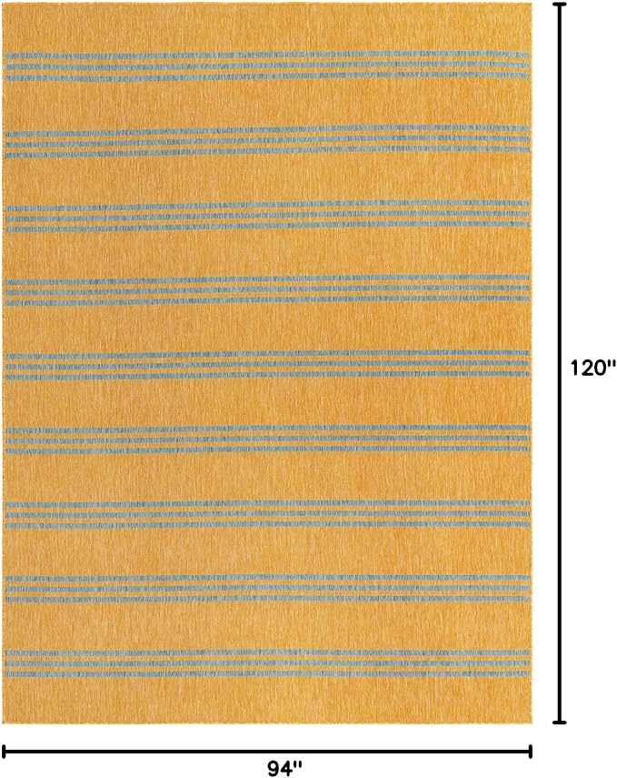 Unique Loom Jill Zarin Outdoor Collection Area Rug - Anguilla (7' 10'' x 10' Rectangle, Yellow and Aqua/Light Blue)