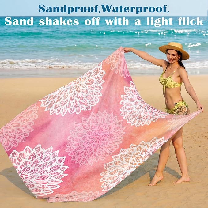 Famstar Beach Blanket Oversized Extra Large 78"X81"/10'X9',Waterproof Sandproof Beach Blanket 2-8 Adults Lightweight Durable for Travel Camping Hiking Picnic