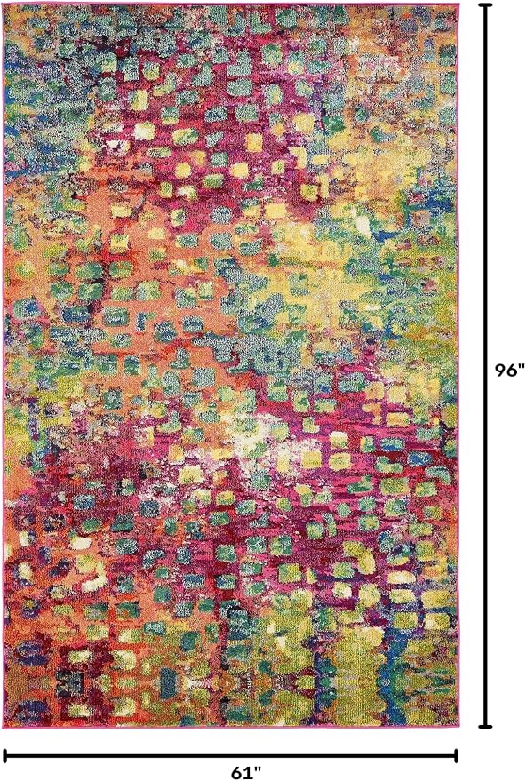 Unique Loom Jardin Collection Colorful, Vibrant, Abstract, Modern Area Rug (5' 1 x 8' 0 Rectangular, Multi/ Blue)