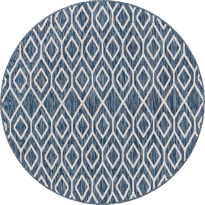Jill Zarin Outdoor Collection Area Rug - Turks and Caicos (4' Round Blue/Ivory)