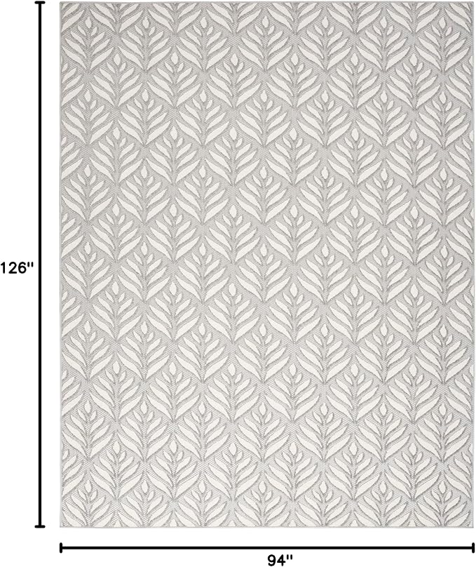 Nourison Home Aloha Grey 7'10" x 10'6" Area Rug - Easy Clean, Non Shedding, Bed Room, Living Room, Dining Room, Kitchen (8' x 11')