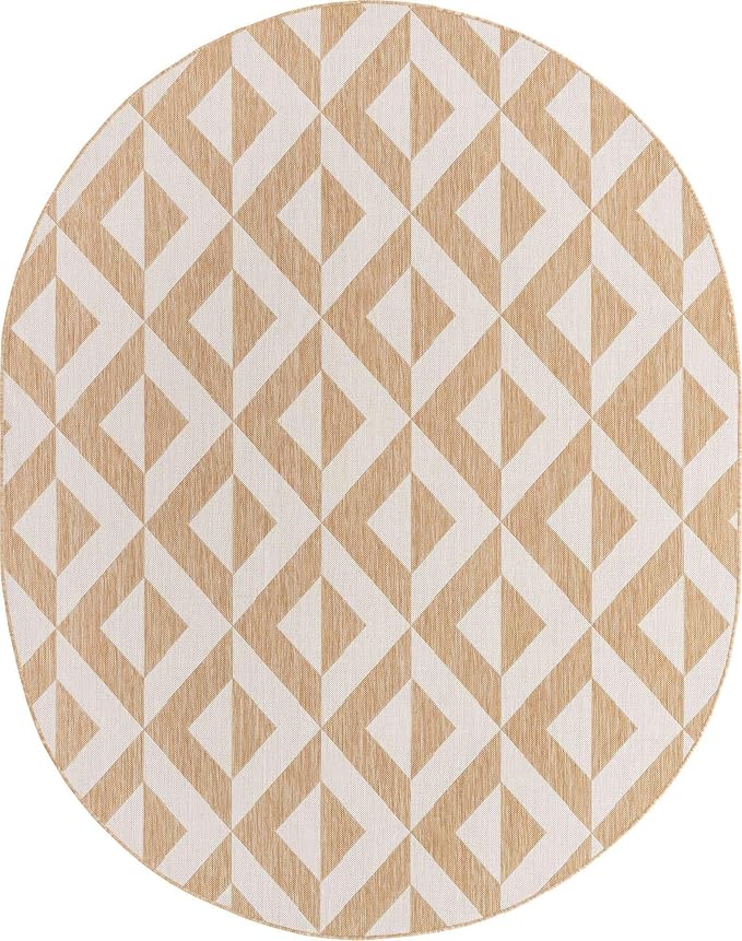 Unique Loom Outdoor Collection Area Rug - Napa (7' 10" x 10' Oval, Beige/ Brown)