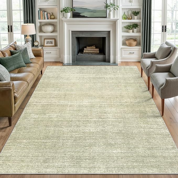 Valenrug 3x5 Area Rug Non Slip, Washable Entryway Rug for Bedroom Green | Soft Low Pile, Thin & Lighweight Carpet, Folable Stain Resistant Modern Indoor Floor Mat for Living Room,Kitchen, Home Decor