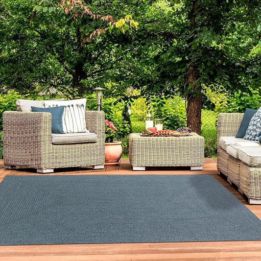 Superior Indoor/ Outdoor Large Area Rug, Reversible Braided Home Floor Decor for Living Room, Kitchen, Entryway, Patio, Front Porch, Deck, Modern, Boho, Farmhouse Style, 5' x 8', Lagoon Breeze