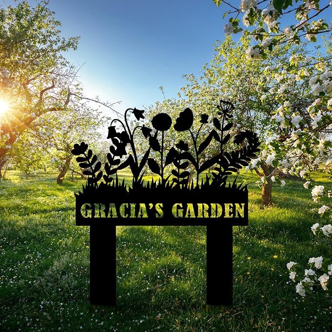 Personalized Garden Sign with Stake, Custom Metal Sign for Outdoor, Customized Metal Yard Stake Decor, Lawn Art, Farmhouse Decor, Housewarming Gift