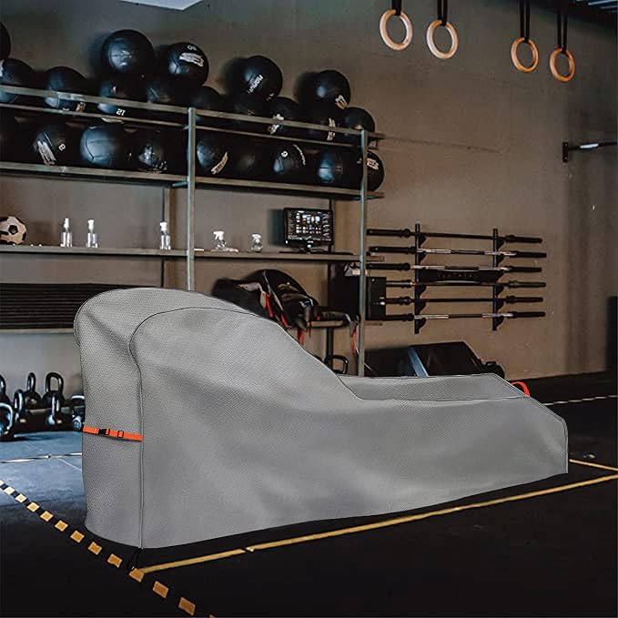 Rowing Machine Cover Waterproof Heavy Duty Outdoor Rower Cover Fits 112" | fits most rowers,UV resistant, dustproof, outdoor gym equipment cover with buckle windproof design, gray with orange straps