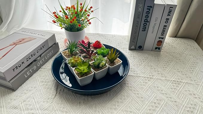 Ceramic Plant Saucer Tray 12 14 15 Inch Blue, 15" OD x12.25 ID x2.2 Deep Extra-Large Size Sturdy Heavy Duty Glazed Bevel Planter Drip Flower pots with Catch Basin for Indoor Outdoor Plants