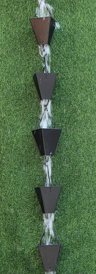 KAM Home Bronze Tapered Square Cups Rain Chain with Installation Kit (Black, 8.5)