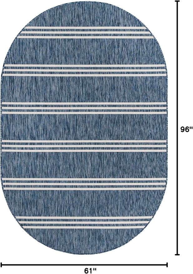 Unique Loom Jill Zarin Outdoor Collection Area Rug - Anguilla (5' 1'' x 8' Oval, Blue/ Ivory)