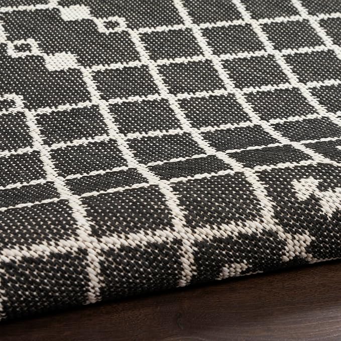 Nourison Home Positano Black 2'2" x 12' Area Rug - Easy Clean, Non Shedding, Bed Room, Living Room, Dining Room, Kitchen (12' Runner)