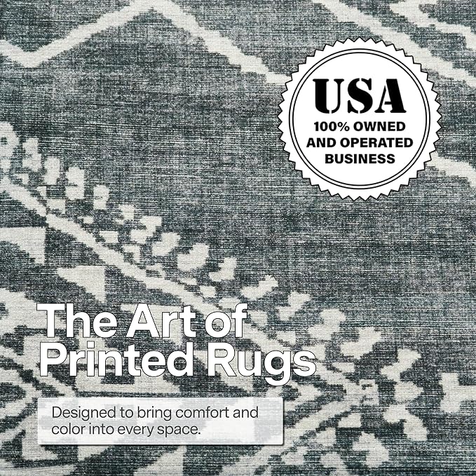 Machine Washable Area Rug Runner - Living Room Bedroom Bathroom Kitchen Entryway Office - Padded Low Pile Stain Resistant Premium - Moroccan Diamond Tribal - Jax - Gray 2'6" x 10'