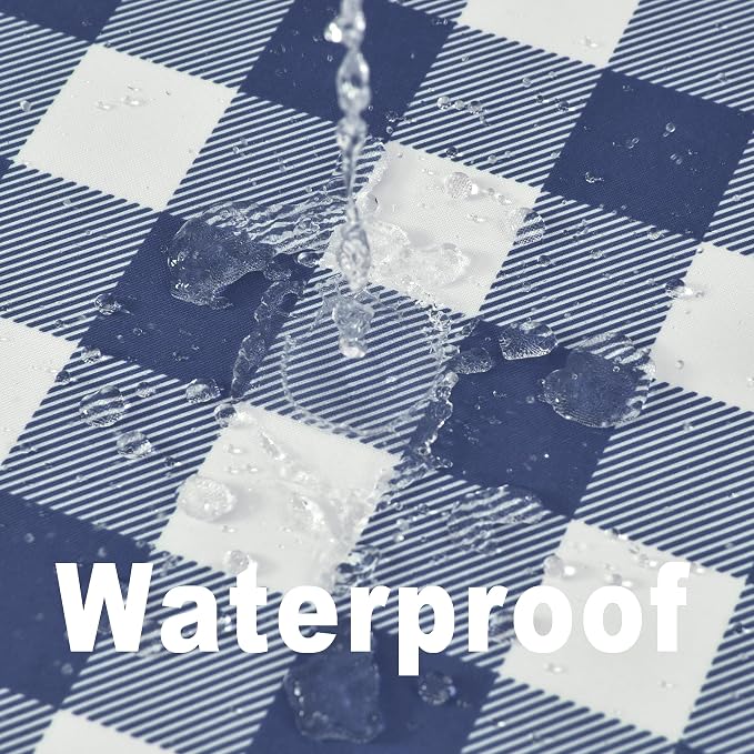 Waterproof Plaid Tablecloth Fabric - Oblong 52x70 Inch Classic Buffalo Tartan Table Cloth for Indoor/Outdoor Use - Washable Tabletop Cover for Dinner, BBQs, and Parties
