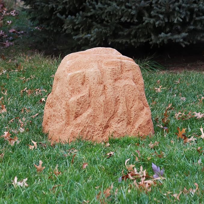 Sunnydaze 21.5” H Large Faux Landscape Rock Cover - Lightweight Polyresin Fake Rock Well Pump Cover for Outside – Realistic Natural Texture – Sand