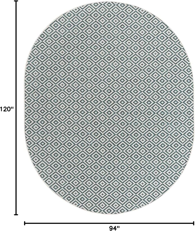 Unique Loom Jill Zarin Outdoor Collection Area Rug - Costa Rica (7' 10'' x 10' Oval, Teal/ Ivory)