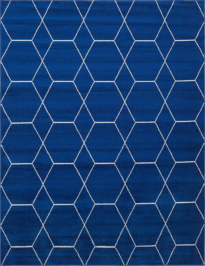 Unique Loom Trellis Frieze Collection Area Rug - Geometric (8' x 10', Navy Blue/ Ivory)