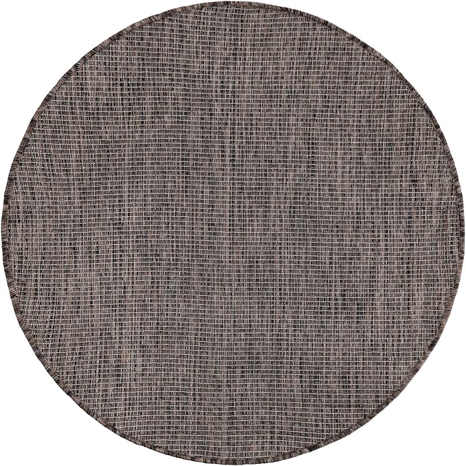 Unique Loom Outdoor Solid Collection Area Rug (3' 3" Round Light Brown/Ivory)