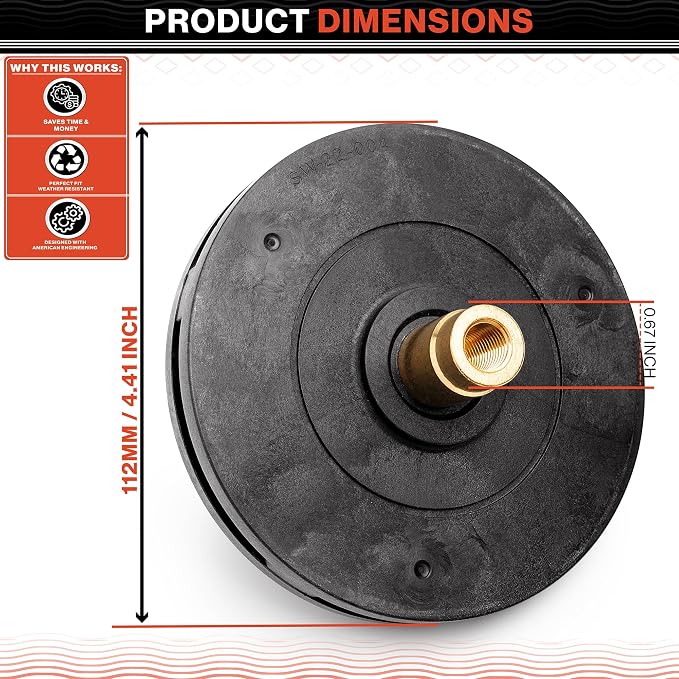 Swimables SPX2610C Super Pump Impeller - 1.5 HP Premium Pool Pump Impeller for SP2610X15, SP3010, Max-Flo SP2810X15 - Heavy-Duty Impeller Replacement for high-Performance Pool Systems