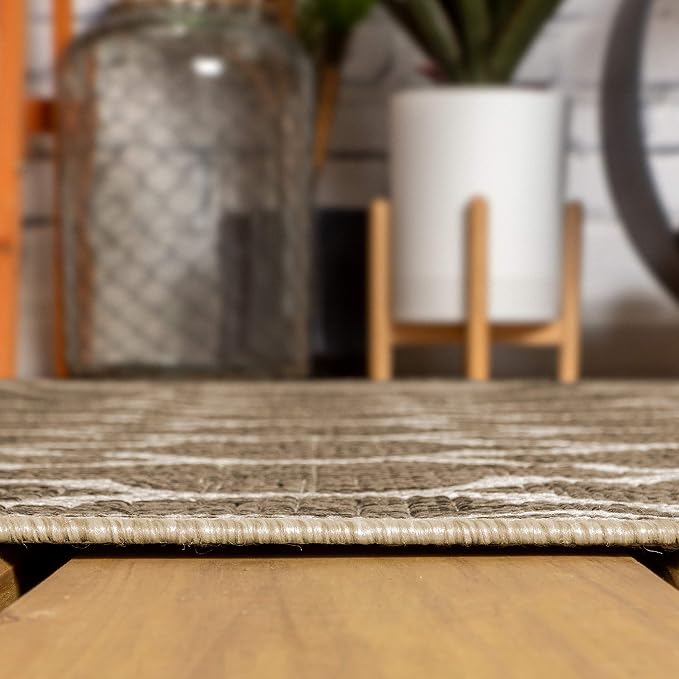JONATHAN Y Moroccan Trellis Indoor Outdoor Runner Rug 2X10 Brown/Beige, Trebol Textured Weave for Backyard, Patio, Porch, Easy-Cleaning, High Traffic, Pet-Friendly, Non-Shedding (SMB109A-210)