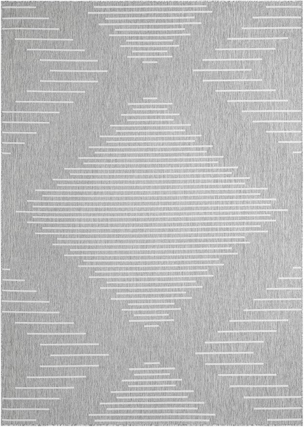Unique Loom Outdoor Modern Collection Area Rug - Tambor (7' 10" x 11' Rectangle Gray/Ivory)