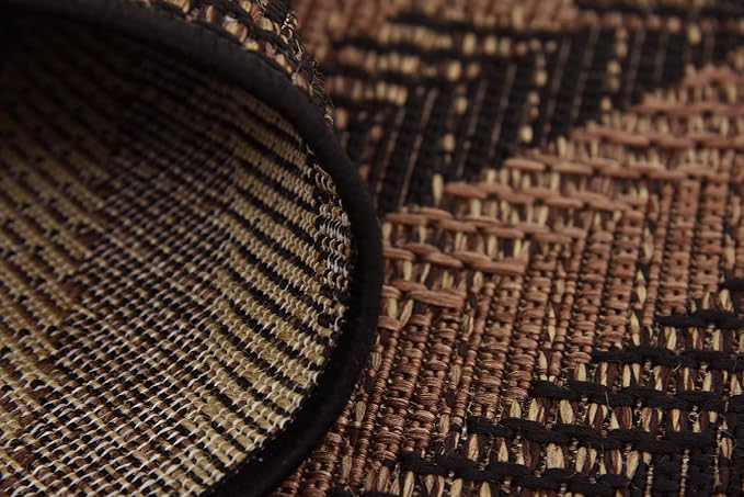 Unique Loom Outdoor Modern Collection Area Rug - Chevron (7' 1" x 10' Rectangle, Brown/ Black)