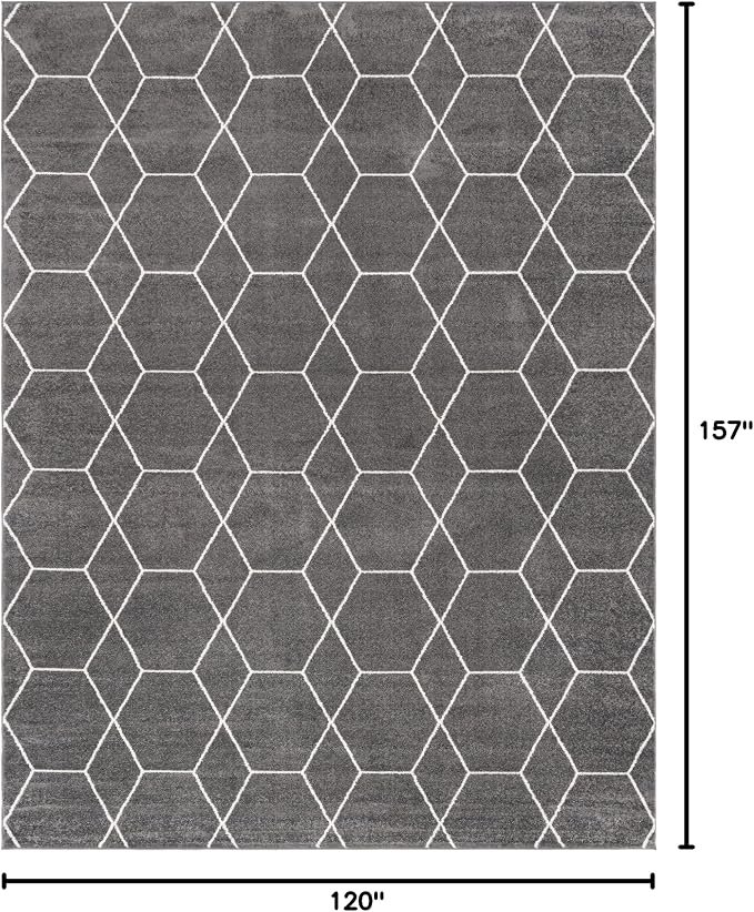 Unique Loom Trellis Frieze Collection Area Rug - Geometric (10' x 13', Dark Gray/ Ivory)
