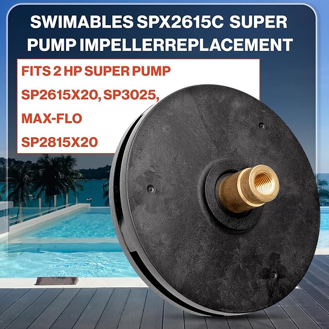 Swimables SPX2615C Super Pump Impeller - Powerful 2 HP Premium Super II Pump Impeller fits SP2615X20, SP3025, Max-Flo SP2815X20 - Heavy Duty Durable Pool Impeller for Vigorous Flow & Performance