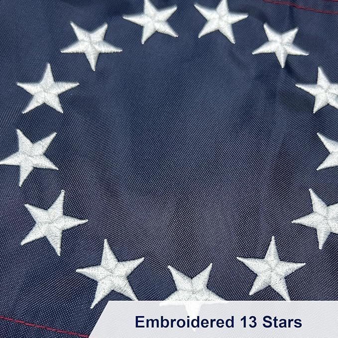 AMZFLAG Small Betsy Ross Flag 12X18 In for Boat, Embroidered 13 Stars Betsy Ross Original US Colonial Flag for 250th Anniversary 4th of July, Heavy Duty USA United States 13 Colonies Flag with 2 Brass Grommets