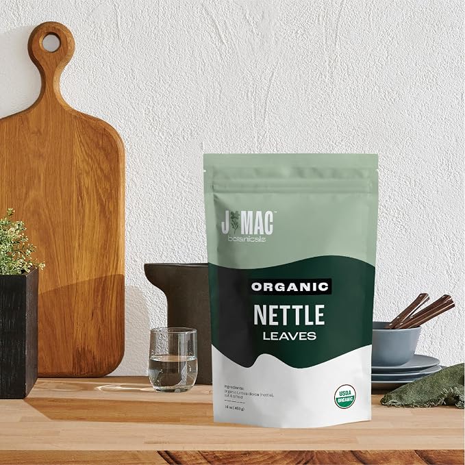 J MAC BOTANICALS Organic Nettle Leaf Herbal Tea - 32 oz Certified USDA Organic, Dried stinging nettle tea, 2 Pound Bulk Bags, Urtica dioica