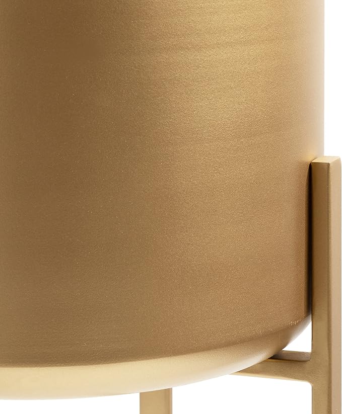Kate and Laurel Gabi Decorative Glam Metal Planters; Set of 2; Satin Gold; Modern Metallic Indoor Planter Set for Display and Decoration for Use as Living Room Planters or Porch Plant Stands