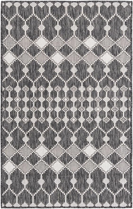 Unique Loom Outdoor Trellis Collection Area Rug - Traliccio (3' x 5' 3" Rectangle, Charcoal/ Ivory)