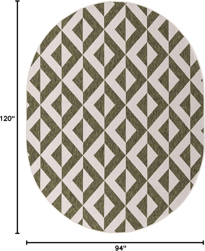 Unique Loom Jill Zarin Outdoor Collection Area Rug - Napa (7' 10' x 10' Oval, Green/ Ivory)