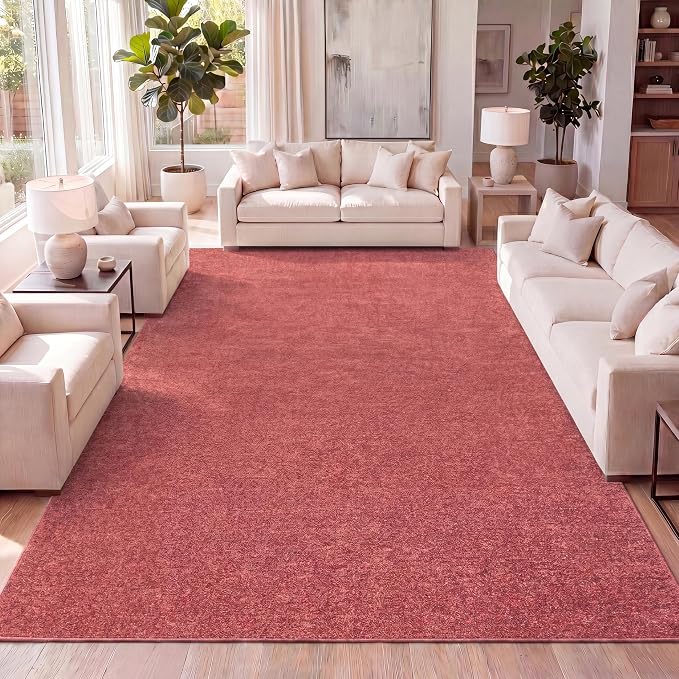 JONATHAN Y Haze Solid Low-Pile Red Indoor Area Rug 8x10, Coastal,Bohemian,Minimalist,Classic, Easy-Cleaning for Living Room,Bedroom,Kitchen,Pet Friendly,Non-Shedding (SEU100E-8)