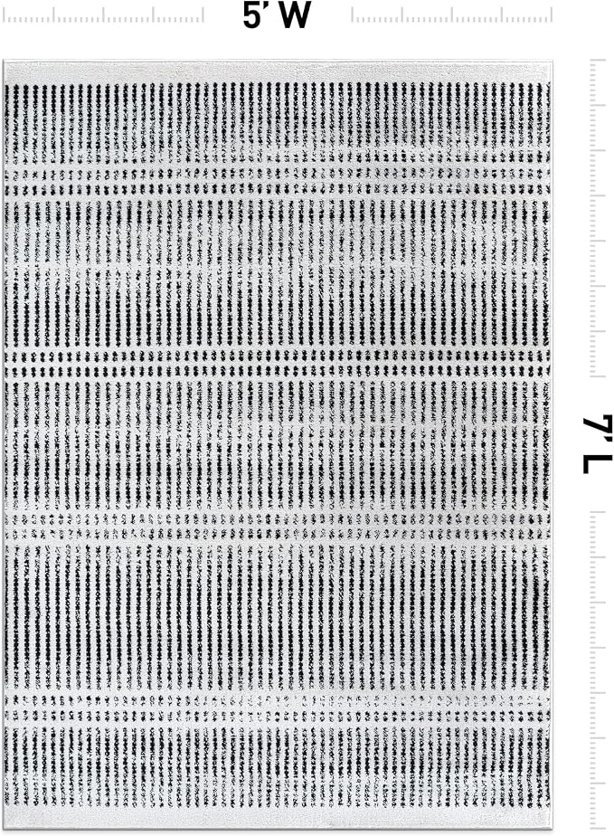 Rugshop Contemporary Stripe Lines High Traffic Area Rug Cream 5' x 7' | Rectangular, Size 5' x 7', Living Room, Bedroom, Dining Room, Home Office, Kitchen, Entryway, Hallway, Nursery, Kids Room