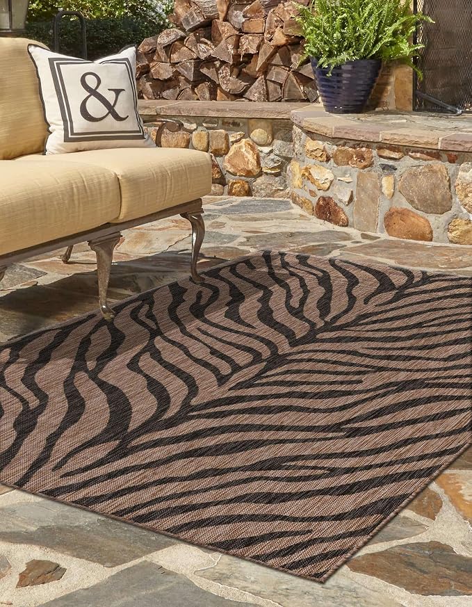 Unique Loom Outdoor Safari Collection Area Rug - Tsavo (3' 1" x 5' 3" Rectangle, Natural/ Ivory)