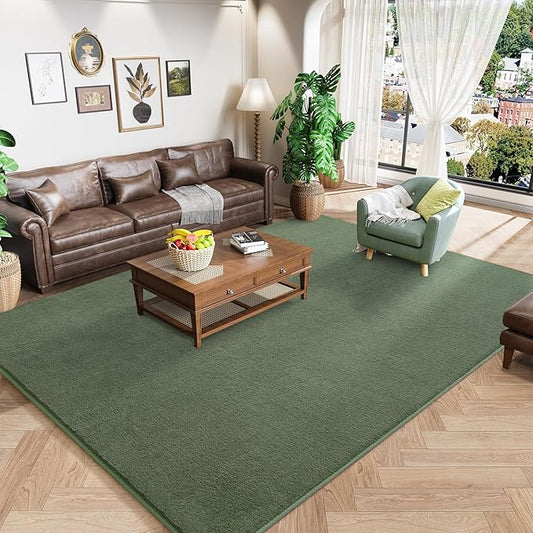 Amearea Sage Green Area Rugs for Bedroom Living Room, 4x6 Memory Foam Rug | Thickened Fluffy Indoor Washable Rugs Non Slip Minimalist Carpet for Kids Boys Girls Dorm Nursery Room Decor