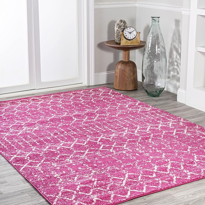 JONATHAN Y Boho Vintage Diamond Fuchsia/Ivory Indoor Area Rug 5X8 ft, Moroccan Hype for Living Room, Bedroom, Kitchen, Office, Easy-Cleaning, High Traffic, Pet-Friendly, Non-Shedding (MOH101G-5)