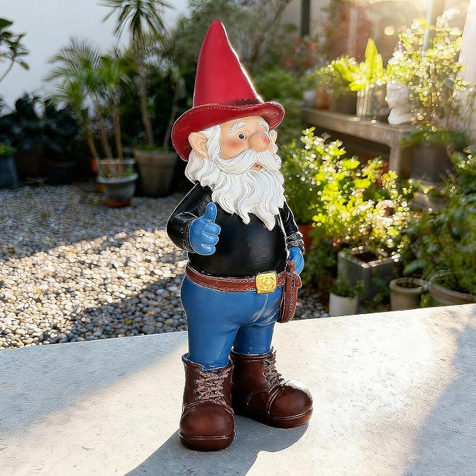 Garden Gnomes Statues for Yard Decorations Outdoor, Funny Cowboy Gnome Garden Lawn Figurines for Home Patio Yard Decor Indoor, Gardening Housewarming Gift