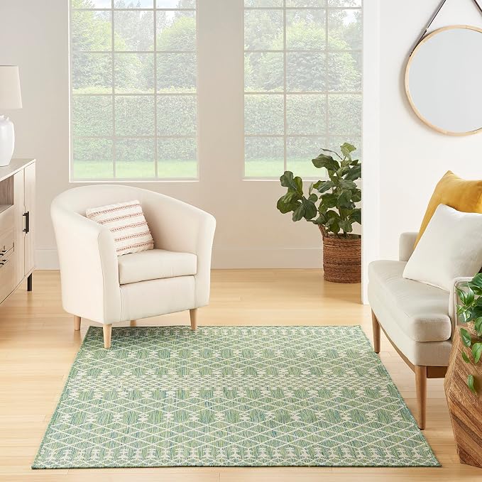Nourison Home Positano Blue Green 7' x 10' Area Rug - Easy Clean, Non Shedding, Bed Room, Living Room, Dining Room, Kitchen (7' x 10')