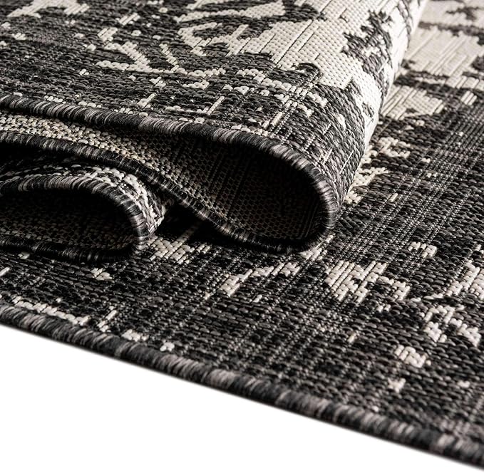 Unique Loom Outdoor Collection Area Rug - Dubai (7' 10' Square, Charcoal Gray/ Ivory)