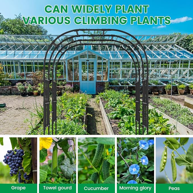 SUNYRISY Garden Arch Trellis, 118" x 79" x 87" Extra Large Garden Trellis for Climbing Plants Outdoor, Tall Archway Plant Support Garden Gazebo Outdoor for Grape Vine Vegetable Flower