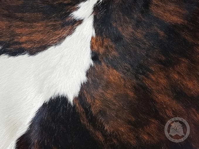 Sunshine Cowhides 100% Genuine Light Tricolor Cowhide Rug - Modern Style Animal Skin Rug & Floor Carpet for Living Room, Bedroom, Kitchen & More - Extra Large (6x7-8 Ft.)
