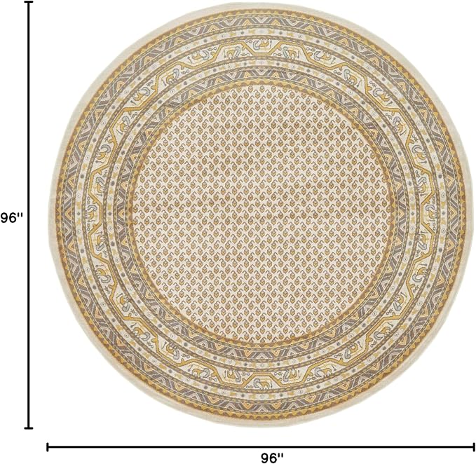 Unique Loom Williamsburg Collection Traditional Border with Dotted Center Area Rug, Round 8' 0" x 8' 0", Beige/Yellow