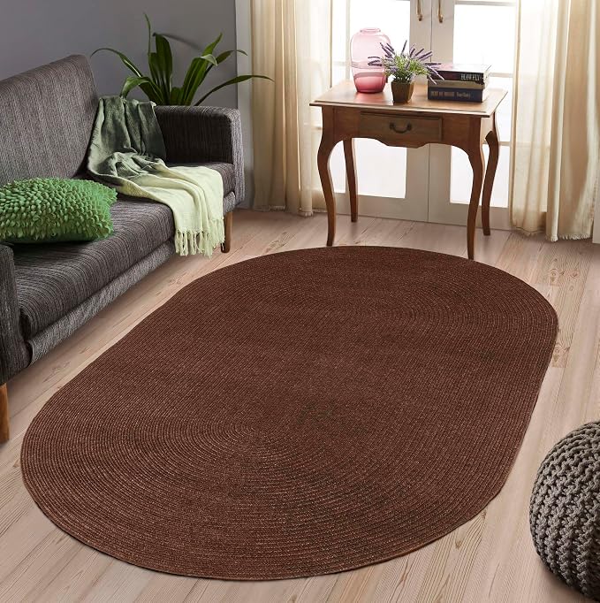 Superior Indoor/Outdoor Area Rug, Reversible Braided Floor Decor for Living Room, Kitchen, Patio, Front Porch, Modern Boho Farmhouse Rugs, Hardwood, Bedroom Accessories, 4' x 6', Cocoa
