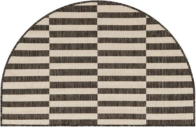 Unique Loom Outdoor Striped Collection Area Rug - Striped (2' 7" x 4' 1" Hearth Charcoal/Ivory)