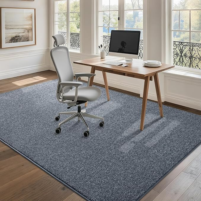 6x9 Blue Area Rug | Washable Memory Foam, Low Pile Non Slip Indoor Carpet for Living Room Bedroom Office Classroom College Dorm Room Home Decor