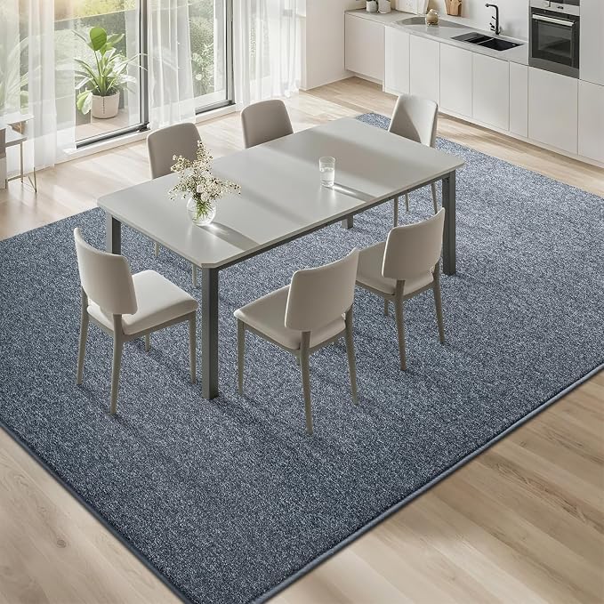 6x9 Blue Area Rug | Washable Memory Foam, Low Pile Non Slip Indoor Carpet for Living Room Bedroom Office Classroom College Dorm Room Home Decor